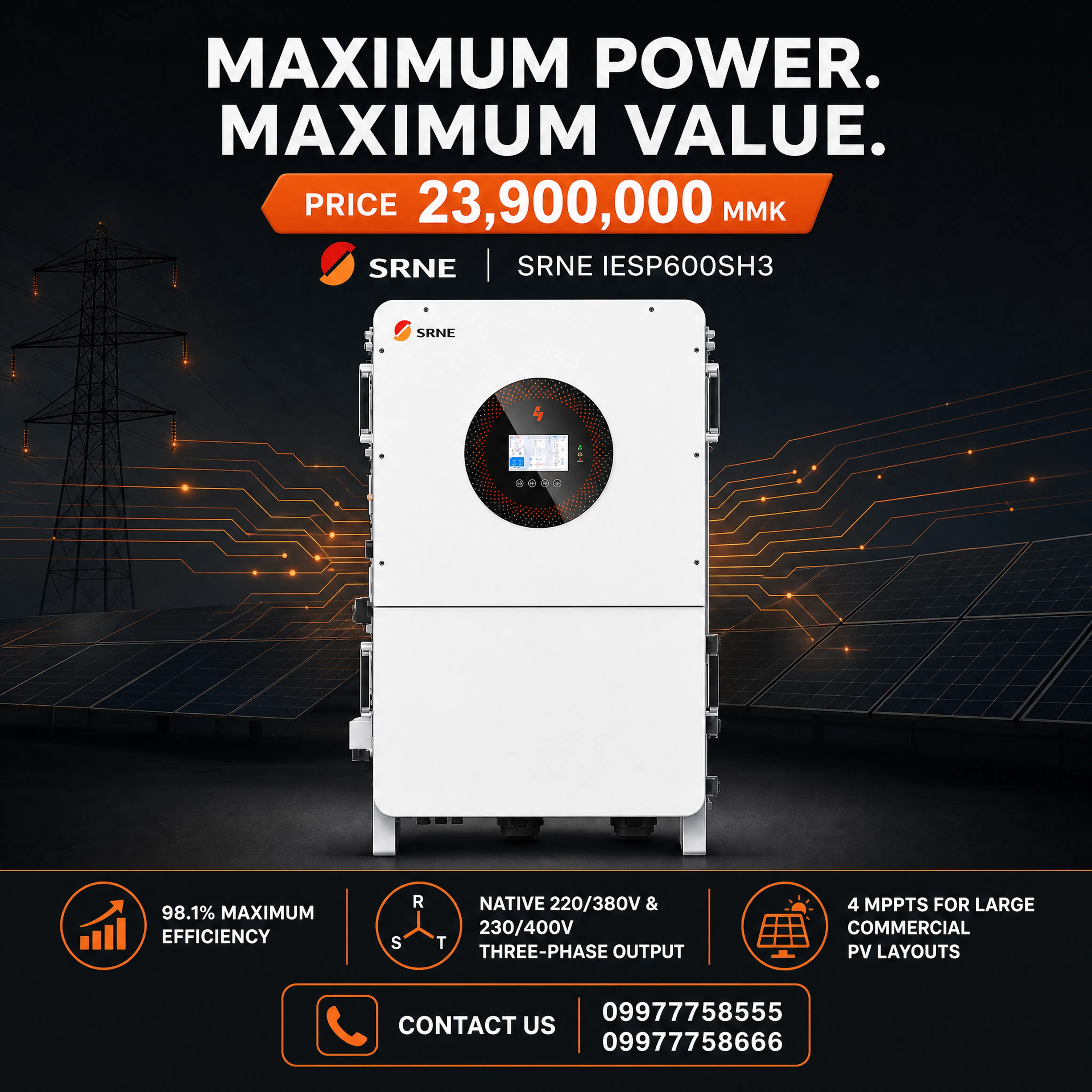 SRNE 60KW High Voltage 3Phase Inverter